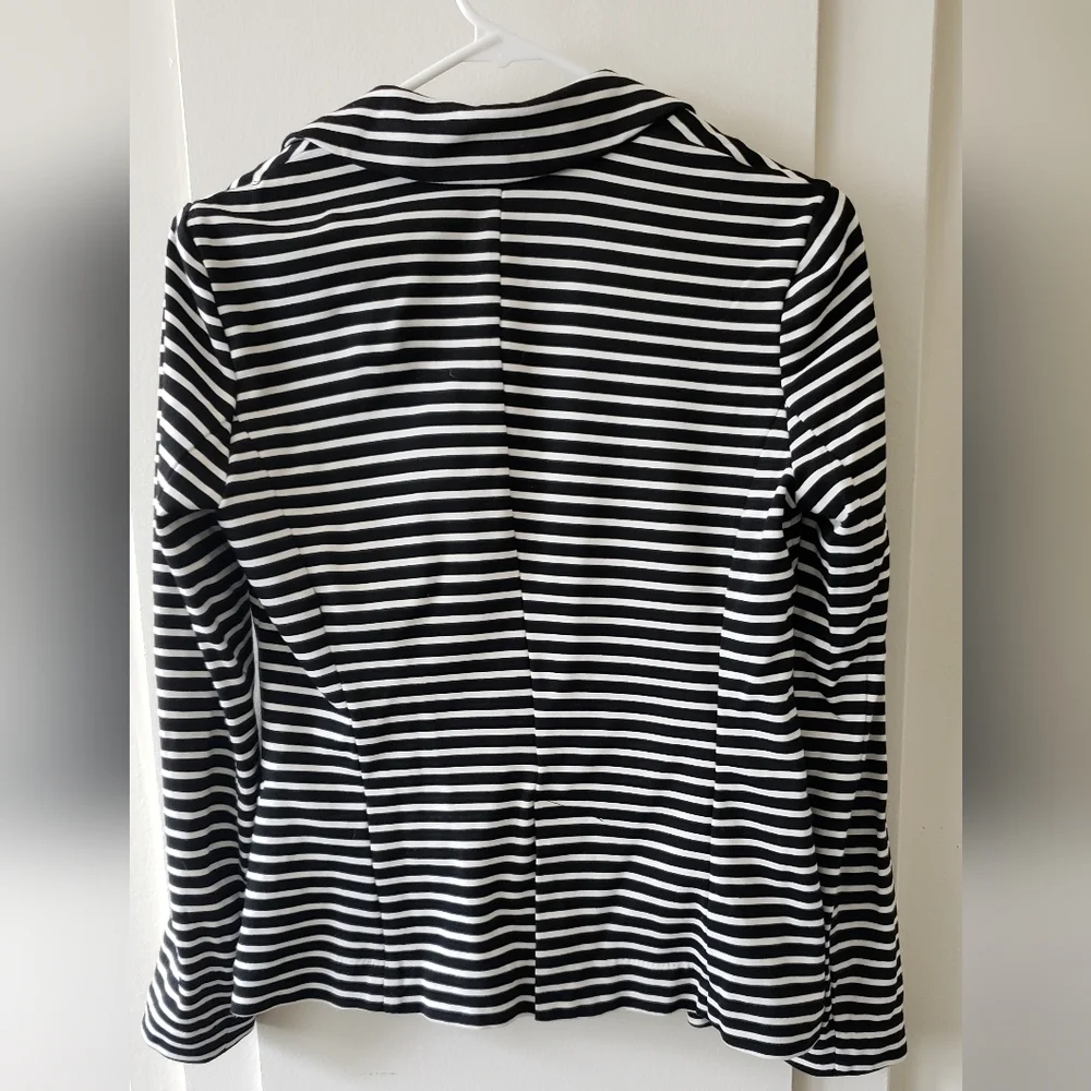 Philosophy Republic Clothing Women’s Black White Stripe Blazer - Picture 3 of 3